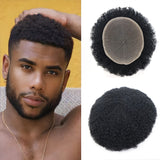 MIUFEE Afro Curly Toupee for Black Men Hair Pieces African American Men Toupee Kinky Curly Human Hair Full Lace Replacement System