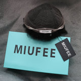 MIUFEE Toupee for Men Afro Kinky Curly Replacement System 4mm For Black Men 10x8" Full Lace Human Hair