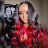 Hide Red Hair Under The Black 13x4 Human Hair Wigs Mix Color Pre-Plucked Natural Wave [LFW36]