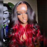 Hide Red Hair Under The Black 13x4 Human Hair Wigs Mix Color Pre-Plucked Natural Wave [LFW36]