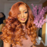 Ginger Orange 13x4 Lace Front Wig Loose Wave Natural Hairline Human Hair [LFW12]