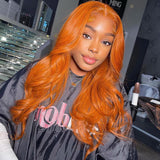 Ginger Orange Natural Wave 13x4 Lace Front Wig Human Hair Natural Hairline Thin Lace [LFW20]