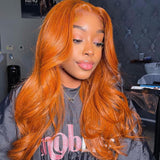 Ginger Orange Natural Wave 13x4 Lace Front Wig Human Hair Natural Hairline Thin Lace [LFW20]