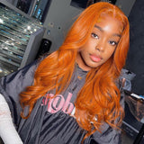 Ginger Orange Natural Wave 13x4 Lace Front Wig Human Hair Natural Hairline Thin Lace [LFW20]