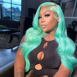 Mint Green 13x4 Lace Front Lace Wig Natural Wave Long Hair With Clean Hairline [LFW09]