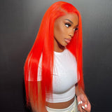 Straight Red Orange 13x4 Ear To Ear Lace Front Wig 24 Inches [LFW22]