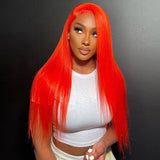 Straight Red Orange 13x4 Ear To Ear Lace Front Wig 24 Inches [LFW22]