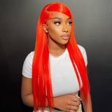 Straight Red Orange 13x4 Ear To Ear Lace Front Wig 24 Inches [LFW22]