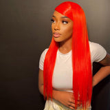 Straight Red Orange 13x4 Ear To Ear Lace Front Wig 24 Inches [LFW22]