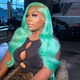 Mint Green 13x4 Lace Front Lace Wig Natural Wave Long Hair With Clean Hairline [LFW09]