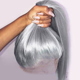 Grey Lace Front Human Hair Wigs Striaght Transparent Lace Wig