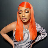 Straight Lace Front Human Hair Wigs Orange Color Transparent Lace Wig [LFW24]