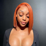 Blunt Cut Straight Bob Wig Ginger Color 13x4 Lace Front Wig Short Hair [BOB03]