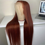 Chocolate Brown Lace Front Straight Wig 100% Real Human Hair